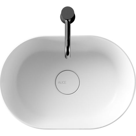 Lavabo Unica appoggio salvaspazio cm. 45x31 ovale in ceramica