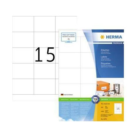 Universaletikett PREMIUM 70 x 50,8 mm (B x H) nicht wieder ablösbar Papier weiß 1.500 Etik./Pack. (1/4)
