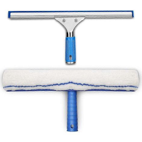 Kit de nettoyage de vitres, raclette à vitres et chiffon en microfibre, raclette de douche avec lèvre en caoutchouc, raclette de 35 cm (1/5)