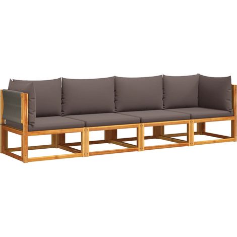 Maison Exclusive - Set di divani da giardino 4 pezzi con cuscini in legno di acacia e corda