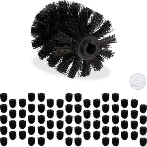 72 x Ersatzbürstenkopf für Klobürste, Ersatz WC Bürstenkopf, Kunststoff, 12 mm Gewinde, D: 8 cm, Klobürstenkopf, schwarz