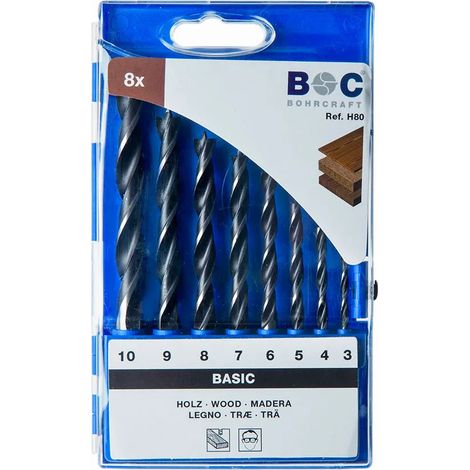 Punte per legno Bohrcraft set 8 pezzi 3-10 mm metallo custodia