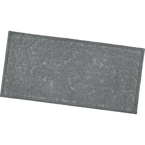 Tappeto Morbido Cotone Tinta Unita Scendiletto Bagno Camera Assorbente Antiscivolo Grigio Scuro - 63x140 cm