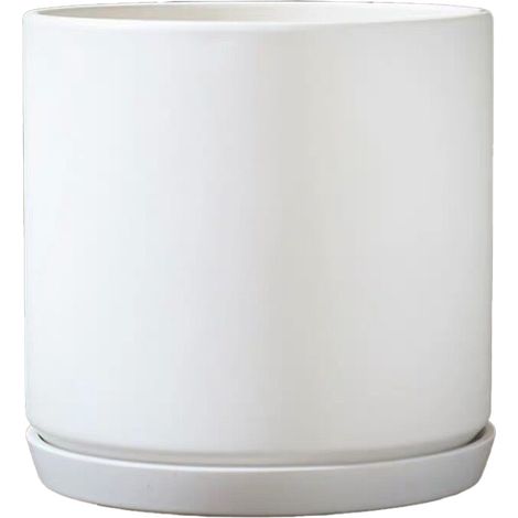 Pot en céramique avec trou de drainage et soucoupe, pot cylindrique rond d'intérieur (1/5)