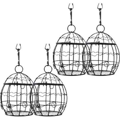 4 Pièces Mangeoires pour Oiseaux Sauvages,Mangeoire Oiseaux Suspendue,Métal Boule de Graisse Oiseaux Sauvages Mangeoire pour la Cour de la Maison.(Noir B) (1/3)