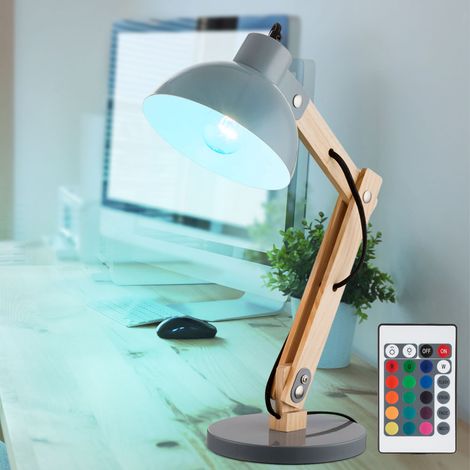Lampada da tavolo in legno dimmerabile con telecomando Lampada da comodino LED lampada da camera regolabile, cambio colore RGB 8,5 W 806 lm 3000K bianco caldo, H 45 cm