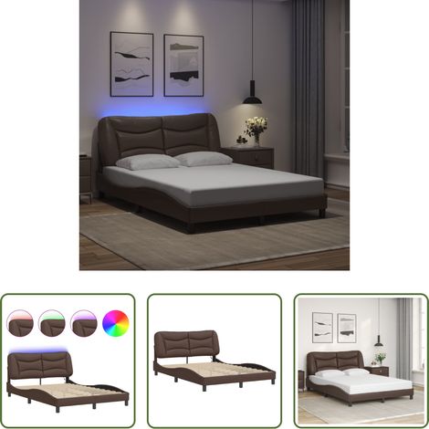 LED-Leuchten - Bettgestell mit LED ohne Matratze "Hvar" Braun 120x200 cm (1/5)