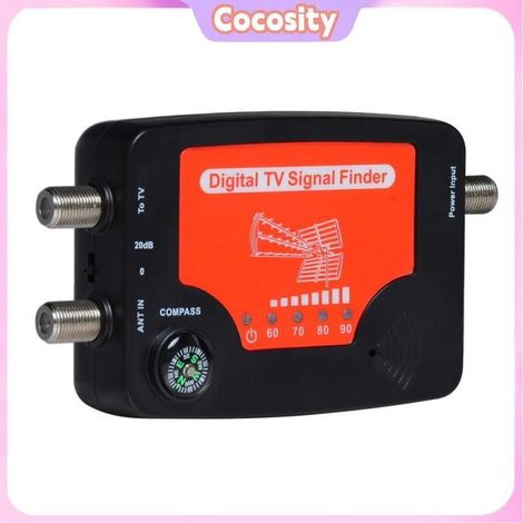 Cocosity compteur de puissance du signal TV Détecteur de Signal TV affichage LED antenne TV quincaillerie prise) Noir et Orange (1/5)