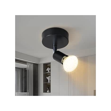 GBLY Lámpara de techo LED 1 focos giratorios y basculantes , GU10 , Foco de techo , Moderno , Iluminación interior de techo LED cocina dormitorio salón , IP20 , sin bombillas，Negro ， Set 3 (1/5)