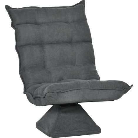 Fauteuil de sol inclinable pivotant dossier réglable microfibre gris