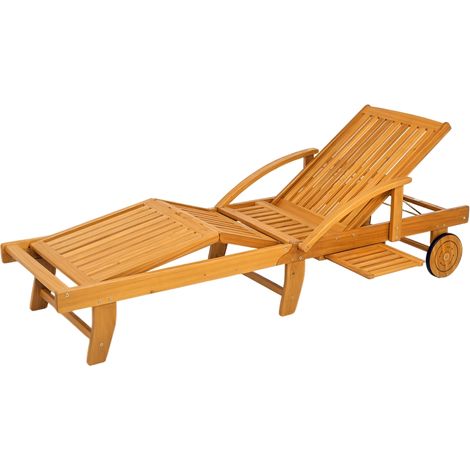 Chaise Longue Jardin Exterieur en Bois D Acacia Chaise Pliante avec Roues Type Transat Bain De Soleil Chaise Bois pour Salon De Jardin Exterieur