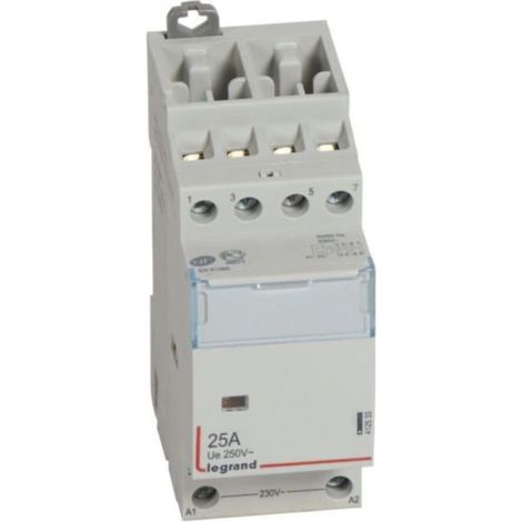 Contacteur de puissance CX³ bobine 230V sans commande manuelle - 4P 400V - 25A - contact 2O+2F - 2 modules - LEGRAND