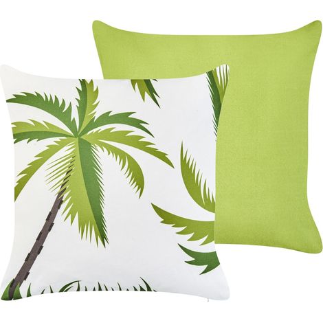 Set of 2 Outdoor Cushions SEASIDE Plant Pattern 45 x 45 cm Green