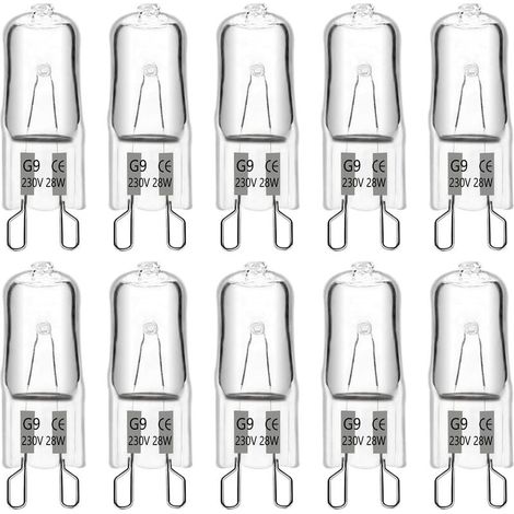 VURAHOME -Lampe halogène G9 28W 230V, 370lm 2700K dimmable blanc chaud, ampoule capsule G9, pour lustres, éclairage paysager, appliques murales, éclairage d'armoire, paquet de 10 (1/5)