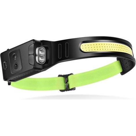 Lampada frontale ricaricabile tramite USB, lampada frontale a LED ultra potente UNBON con 3 modalità di illuminazione, sensore di movimento, torcia elettrica leggera e impermeabile per fai da te, pesc