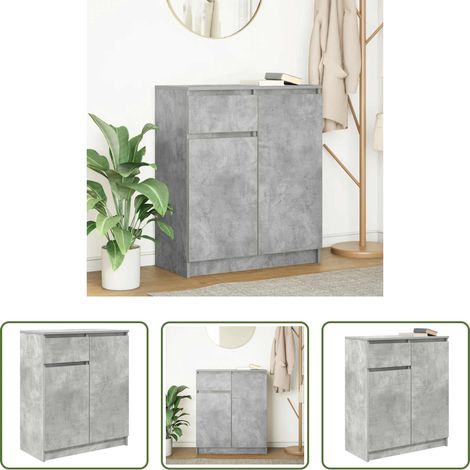 vidaXL Rangement bureau - Buffet avec tiroir gris béton 71x35x84 cm bois d'ingénierie (1/5)