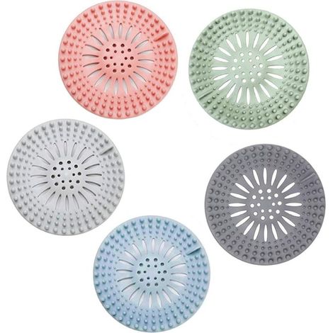 5 Bouchons Anti-Cheveux en Silicone Durable, Filtre évier Cuisine, Filtre à évier, Grille pour Evier Cuisine, Faciles à Nettoyer et à Installer, Convient pour la Cuisine et la Salle de Bain (1/5)