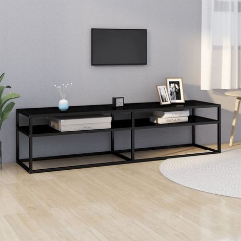 vidaXL Mobile Porta TV Nero 160x40x40,5 cm in Vetro Temperato (1/5)