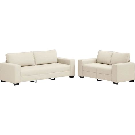 Sofá con cojín con almohada 2 pcs Beige 221 x 77 x 82 cm Lino vidaXL