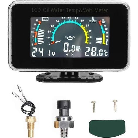 Manomètre numérique LCD 3 en 1 pour voiture/camion : voltmètre, pression d'huile, température d'eau. Multifonction universel. (1/5)