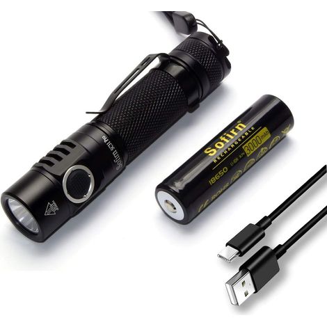 Linterna LED de 2000 lúmenes, potente linterna EDC recargable por USB SST40 con batería 18650, interfaz de usuario Anduril (1/5)