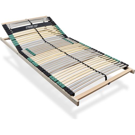 Lattenrost PREMIUM STRONG mit Buchenholz, Lattenrost 90x200 extra stabil, Kopfteil verstellbar, ergonomische 7 Zonen Lattenrost mit 42 verstärkten Leisten, Germany