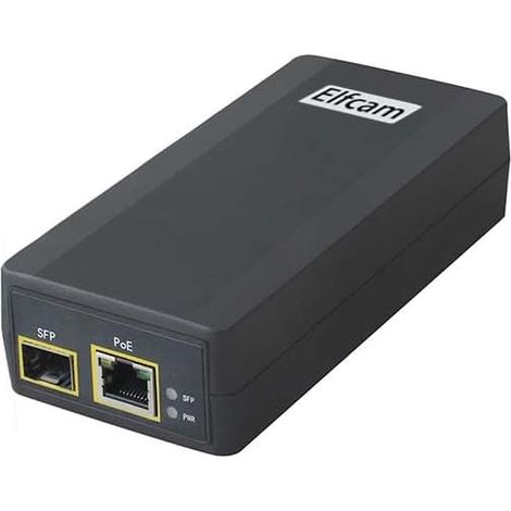 Elfcam - SFP Fibre PoE Injecteur 55 V DC 30 W PoE+ Alimentation, Gigabit 1000 Mbps, Conforme à la Norme IEEE802.3af/at pour Caméra IP, Point d'accès (1/4)