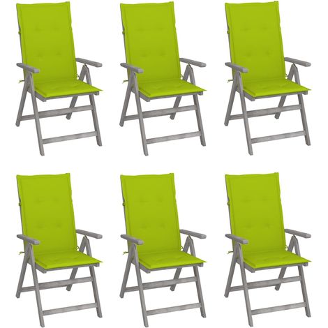 vidaXL Sillas reclinables jardín y cojines 6 uds madera maciza acacia (1/5)