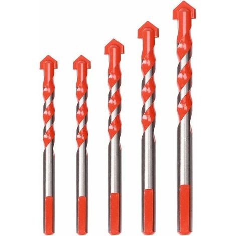 Lot de 5 Foret Carrelage Verre,Foret Gres Cerame,Foret Diamant, Mèche pour carrelage, 6 mm,8 mm,10 mm,12 mm Forets multi-matériaux pour céramique,béton,carrelage,brique,verre, plastique et bois (1/5)
