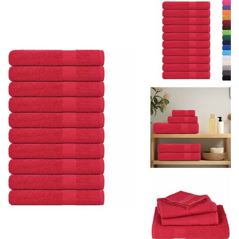 Saunatücher 10 Stk. Rot 80x200 cm 360 g/m² 100% Baumwolle - Saunatuch - Saunatücher - Handtuch - Handtuch Mit Schlaufe (1/5)