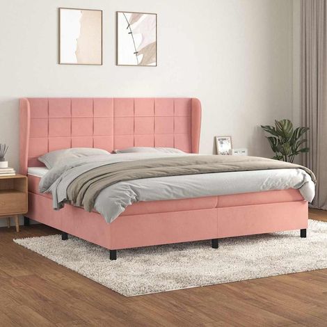 Sommier à lattes de lit avec matelas Rose 200x200 cm Velours (1/5)