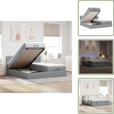 Coprimaterasso lavabile - vidaXL Struttura Letto Pouf con Materassi 160x200 cm in Tessuto - Luci a LED