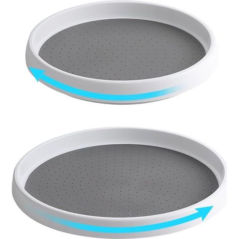 Plateau tournant - Lazy Susan - Lot de 2 - Étagère à épices rotative - Organisateur - Robuste et antidérapant - Cuisine - Réfrigérateur - Salle de bain - Tiroir - Plateau tournant pour réfrigérateur - (1/5)