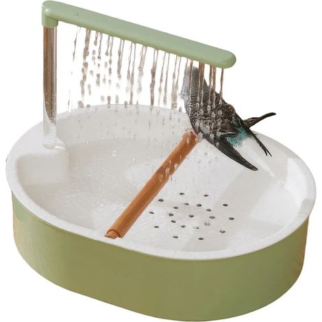 Bain d'oiseaux automatique avec fond coulissant, bac et filtre amovibles, adapté aux perruches et aux perroquets. (1/3)