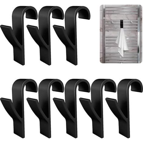Crochet Radiateur Rond 8 Pcs Crochet à serviettes Crochet Serviette Salle De Bain Crochet Radiateur Seche Serviette Porte-Serviettes Seche Serviette pour Tous les Radiateurs Standards-Noir (1/5)