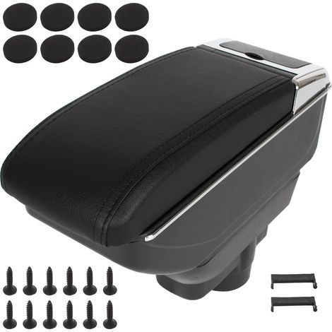 Accoudoir Opel Corsa D 06-14 avec compartiment de rangement, cuir écologique noir + kit d'installation (1/2)