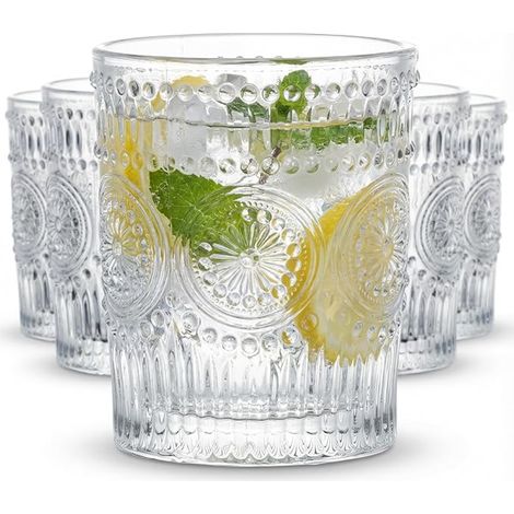 Water Glasses 270 ml Vintage Style Drinking Glasses for Juice, Beer, Cocktail (1/5)