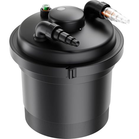 Wiltec CPF-280 Filtre de Bassin à Pression avec stérilisation UV - 380 x 380 x 420 mm - 11 W/étang 8000 l Max. / réservoir 20 l - Filtration Eau à Grand débit