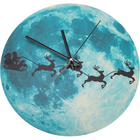 Horloge murale lumineuse et étanche de 30 cm, motif bénédictions sous la lune, décoration de chambre à coucher