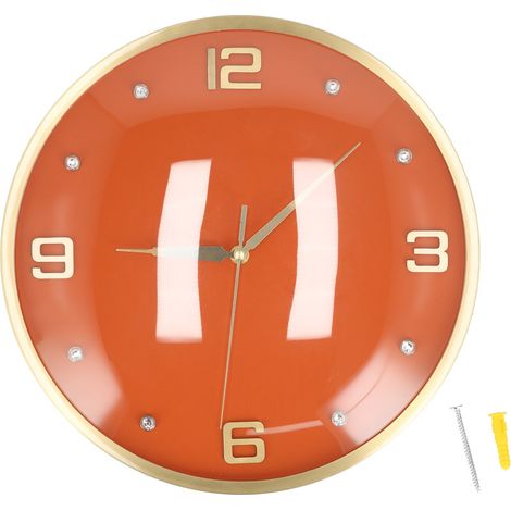 Horloge murale ronde en cuivre massif nordique, lot de réveils pour salon cuisine bureau JY-81027 Orange L (1/5)