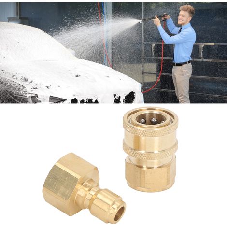 Raccord rapide haute pression 5000 PSI pour pistolets à eau et tuyaux de lavage de voiture : mâle avec filetage interne M221,5 mm + femelle avec filetage interne M221,5 mm. (1/5)