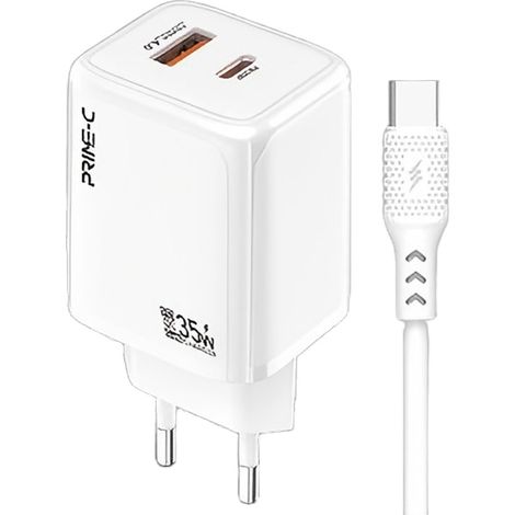 Kit chargeur domestique 35 W, câble de données USB-C vers USB-C de 1 mètre + prise européenne standard blanche. (1/2)