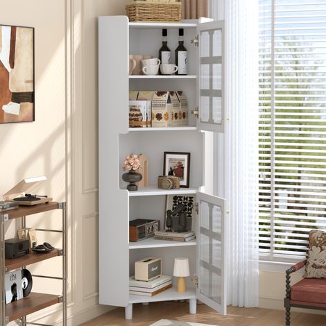 Mueble de almacenamiento de esquina blanco 63,5 x 157,5 cm con LED DESVIAE (1/5)