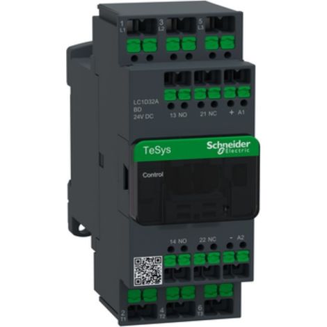 Contattore 3 Poli NO 440V 32A bobina 24Vcc SNAP IN Schneider LC1D32ABD