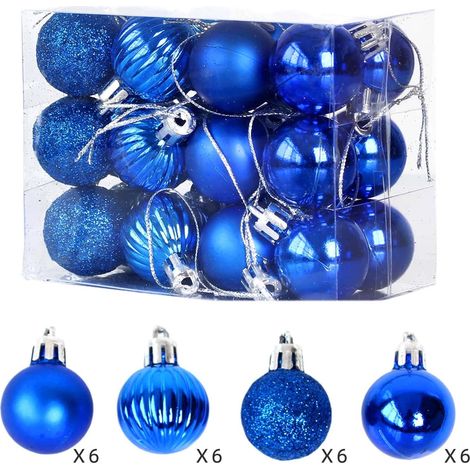 Boules De Décoration De Noël - 24 Pièces - Diamètre 3 cm - En Plastique Résistant - Pour Arbre À Noël Guirlande Couronne Et Décoration Intérieure (1/2)