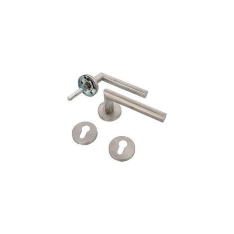 Poignées inox avec rosette – Design sobre carré 8 mm – Pour portes intérieures, montage simple