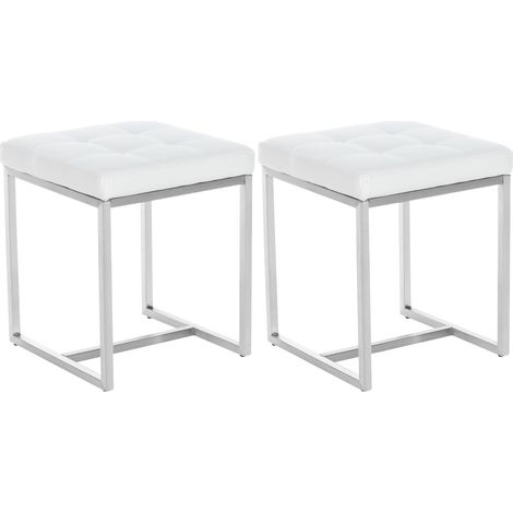 2er Set Edelstahl Sitzhocker Barci weiß (1/5)