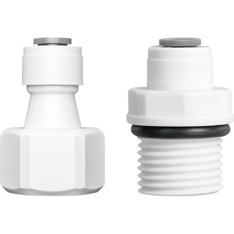 2 Pièces Raccord de Filtre à Eau, 1/2" Raccord Fileté Femelle/Mâle to 1/4" Rapide Connecteur, pour Filtre À Eau Osmose Inverse (1/5)
