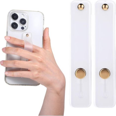 Clip de coque de téléphone en 2 parties, dragonne, support en silicone blanc, poignée pour dragonne (1/5)