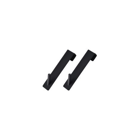 TAISHENGDA Lot de 2 Crochets Métalliques pour Porte en Verre, Acier Inoxydable Noir Mat, Sans Perçage, Support pour Serviettes, Peignoirs et Vêtements, 12,5 x 2,5 cm